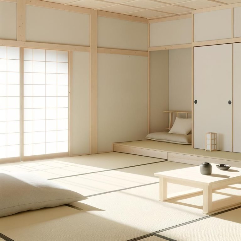 Semplici linee e colori neutri caratterizzano l'arredamento minimalista stile giapponese