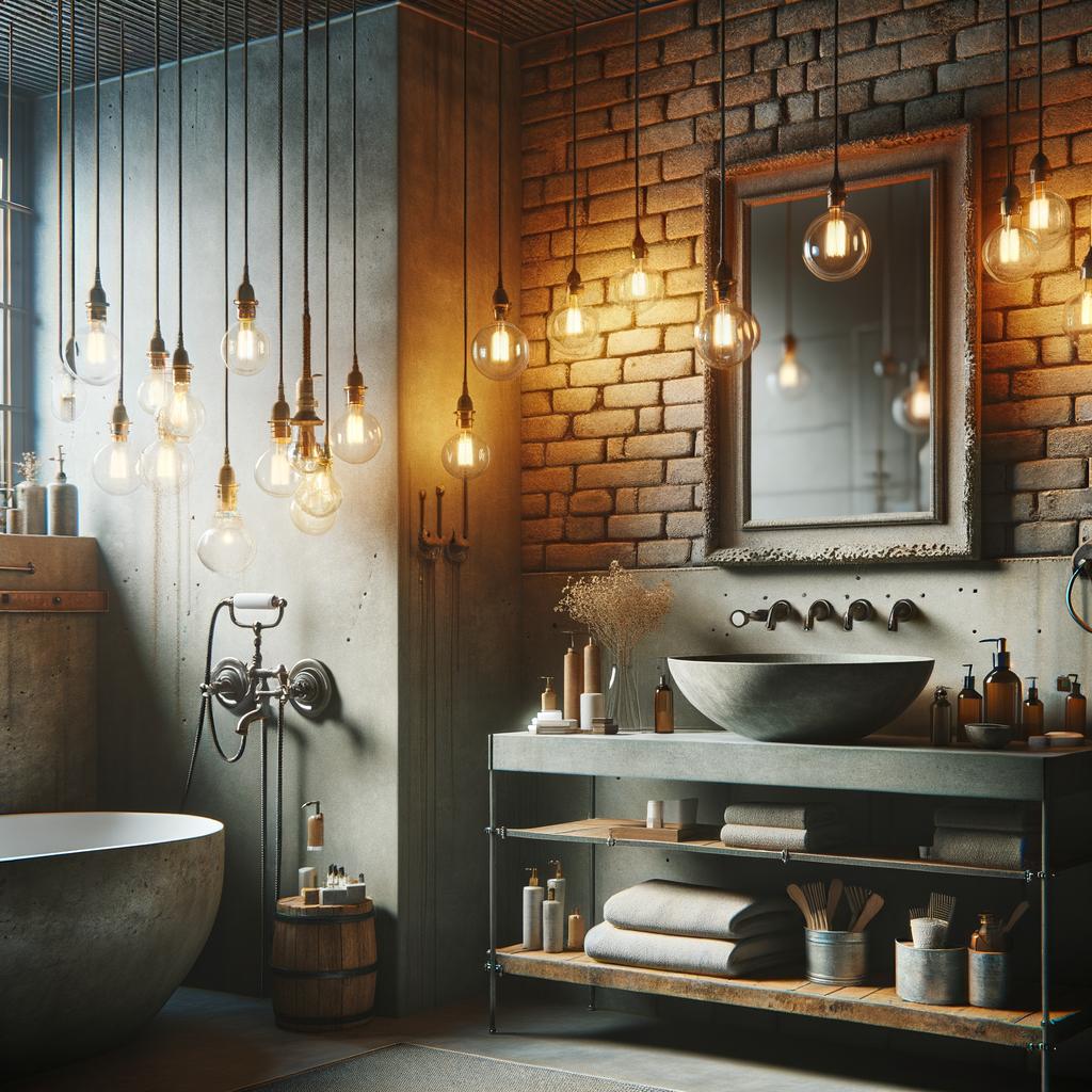 Idea per decorare in stile industriale il bagno con materiali grezzi e acciaio