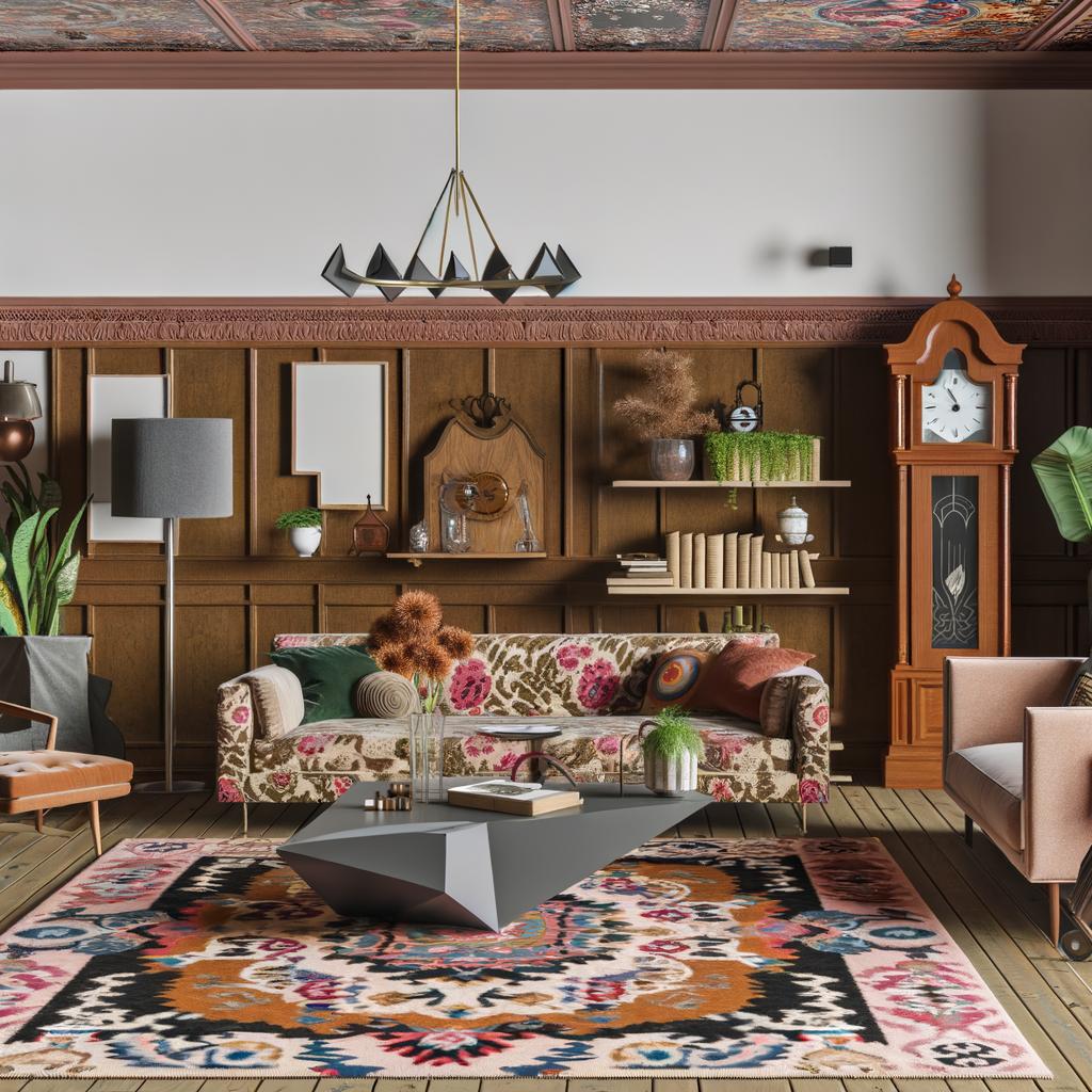 Opta per un design senza regole, mescolando pezzi unici per un salotto eclettico